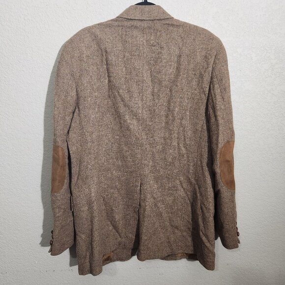 Vintage Tailored Classics Levis Mens 44L Brown Tweed Wool Sports Coat Elbow FLAW - Picture 8 of 13